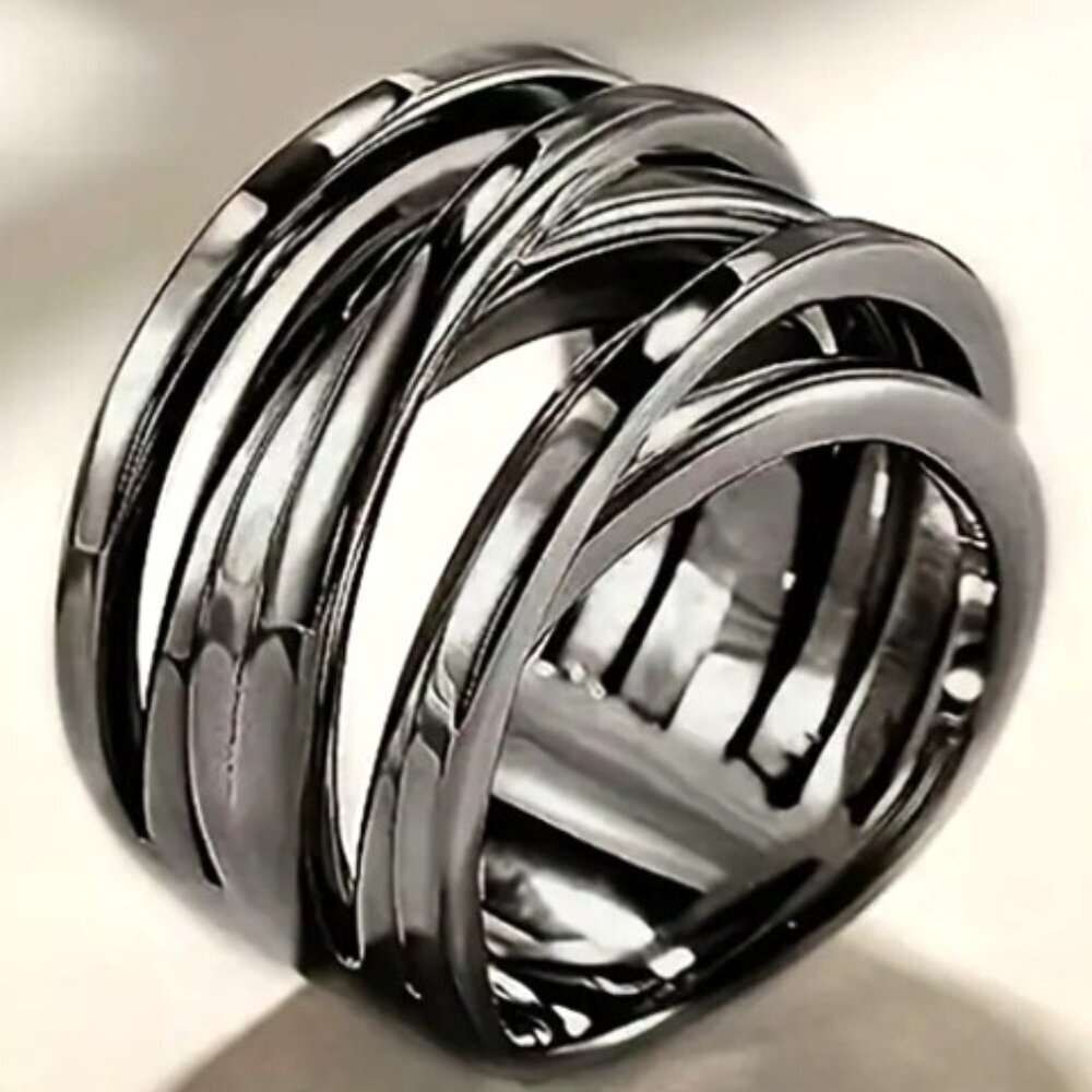 18k Gold Plated Stainless Steel Boho Chic Intertwined Crossover Statement Ring
